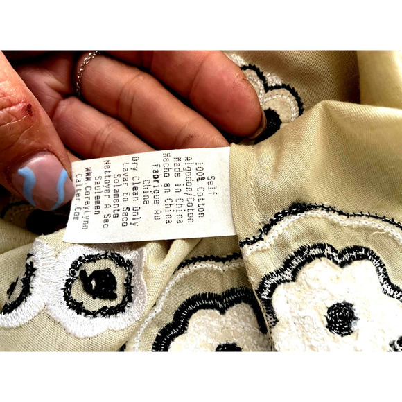 Nwt Corey Lynn Calter Cream A line Dress with black flowers - Picture 6 of 8